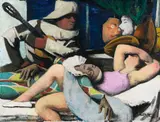 Curt Witte, Komödianten (Pierrette und Harlekin), 1920, Oil on canvas