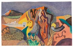 Werner Gilles, Südliche Landschaft, 1948, Gouache