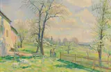 Conrad Felixmüller, Frühlingssonne über Tautenhain - Zaunbau