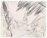 Lyonel Feininger, Ohne Titel (Kirche von Niedergrunstedt), 1913, Charcoal drawing