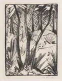 Otto Mueller, Waldlandschaft mit kleinen Figuren (2), 1919, Lithograph