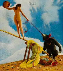 Auf der Schaukel by Richard Müller, 1946, Oil, sold Apr 2012