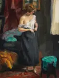 Hans Hassenteufel, Beim Umkleiden, 1925, Oil on canvas