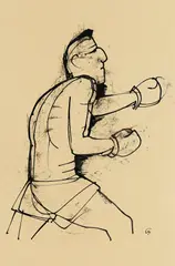 Boxer by Karl Hofer, 1945, India ink drawing, sold Apr 2012
