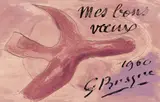 Georges Braque, L`oiseau mauve (Neujahrskarte), 1959, Lithograph in colors