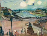 Franz Richard Scholz, Ausblick von der Brühlschen Terrasse in Dresden, 1920, Oil on canvas