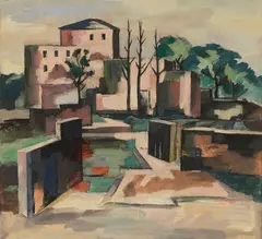 Albert Mueller, Häuser, 1920, Gouache