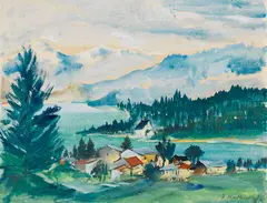 Franz Heckendorf, Landschaft, 1928, Gouache