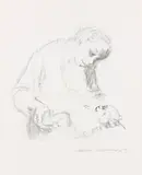 Junge Mutter mit Säugling by Käthe Kollwitz, 1928, Chalk lithograph, sold Apr 2012