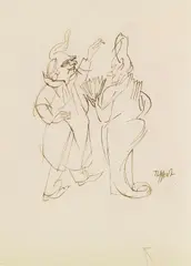 Georg Tappert, Clownerie, 1920, Pen and India ink drawing