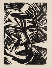 Max Kaus, Kopf (Selbstbildnis), 1920, Woodcut
