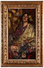 Antonio Mancini, Portrait einer römischen Schönheit, 1910, Oil on panel