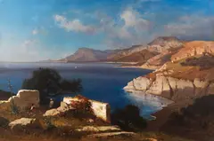 Michael Haubtmann, Südliche Küstenlandschaft, 1875, Oil on canvas