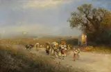 Albert Flamm, Abendstimmung in der Campagna, 1850, Oil on canvas
