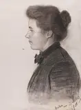 Albert Anker, Frauenportrait im Profil, 1901, Charcoal drawing
