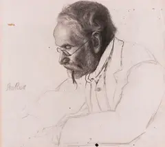 Portrait eines Mannes by Albert Anker, 1900, Charcoal drawing, sold Apr 2012