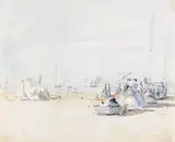 Eugène Louis Boudin, Zugeschrieben -  Am Strand von Trouville