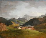 Max Joseph Wagenbauer, Almhütten im Hochtal, 1824, Pencil