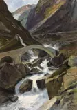 Friedrich Preller d. J., Alte Brücke auf dem Gotthard bei Göschenen (Teufelsbrücke), 1896, Oil on canvas