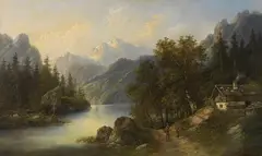 Arthur Calame, Vierwaldstättersee mit Blick auf den Urirotstock, 1870, Oil on canvas