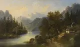 Arthur Calame, Vierwaldstättersee mit Blick auf den Urirotstock, 1870, Oil on canvas