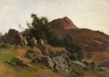 Friedrich Preller d. J., Felsenstudie bei Kleinsassen in der Rhön, 1883, Oil on canvas