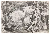 Pietro Testa, 2 Bll.: Das Gleichnis des verlorenen Sohnes: Der Sohn verläßt den väterlichen Hof. Der Sohn als Schweinehirte, 1630, Etching