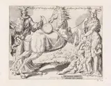 Dirk Volkertsz. Coornhert, 4 Bll.: Allegorische Szenen mit Pferden und Globen, 1550, Engraving