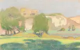 Ludwig von Hofmann, Blick auf das Hambacher Schloss im Frühling