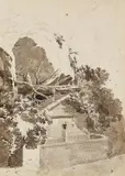 Jean Antoine Constantin, Brunnen in Baumlandschaft, 1800, Brush and ink drawing