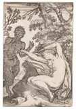 Agostino Carracci, Satyr überrascht eine schlafende Nymphe
