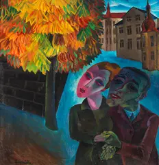 Conrad Felixmüller, Herbst in Klotzsche. Verso: Das eingeschlafene Modell II, 1920, Oil on canvas