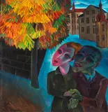 Conrad Felixmüller, Herbst in Klotzsche. Verso: Das eingeschlafene Modell II, 1920, Oil on canvas