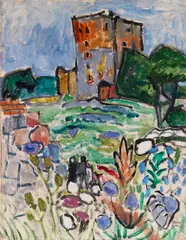 Landschaft mit Turm by Gabriele Münter, 1919, Oil on canvas, sold Dec 2011
