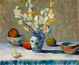 Auguste Herbin, Stillleben mit Silberblatt (Nature morte au monnaie du pape), 1904, Oil on canvas