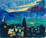 Max Pechstein, Wetterleuchten Lugano, 1925, Watercolor