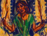Junge Frau im grünen Kleid by Christian Rohlfs, 1920, Water-tempera, sold Dec 2011