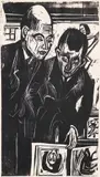 Graphik besehende Herren (Dr. Bauer und Dr. Hans Mardersteig) by Ernst Ludwig Kirchner, 1922, Woodcut, sold Dec 2011