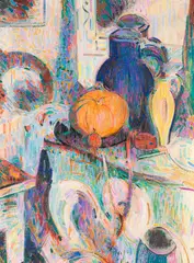 Stillleben mit Kürbis und blauem Krug by Curt Herrmann, 1904, Oil on canvas, sold Dec 2011