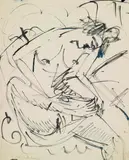 Fußwaschender weiblicher Akt (Akt bei der Pediküre) by Ernst Ludwig Kirchner, 1912, Brush and India ink, sold Dec 2011