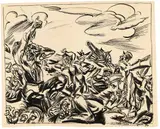 Ludwig Meidner, Schützengraben, 1914, India Ink
