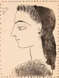Jacqueline au mouchoir noir by Pablo Picasso, 1957, Lithograph, sold Dec 2011