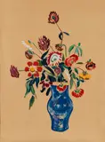 Gabriele Münter, Blumen in blauer Vase, 1944, Gouache