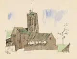 Lyonel Feininger, Ohne Titel (Kathedrale in Frankreich), 1937, Watercolor