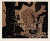 Femme (nue) à la Source by Pablo Picasso, 1962, Linocut in colors, sold Dec 2011