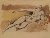 Max Pechstein, Liegender weiblicher Akt, 1913, Watercolor
