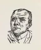 Max Beckmann, Selbstbildnis, 1922, Holzschnitt auf leicht rosafarbenem Japan