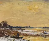 Max Clarenbach, Blick auf Kaiserwerth (wohl vom Schwarzbach bei Wittlaer aus)