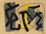 Schwarz vor Grau und Gelb by Fritz Winter, 1954, Oil, sold Dec 2011