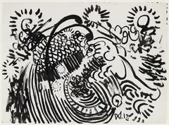 Ziegelei III by Wilhelm Morgner, 1912, Brush and India ink drawing, sold Dec 2011